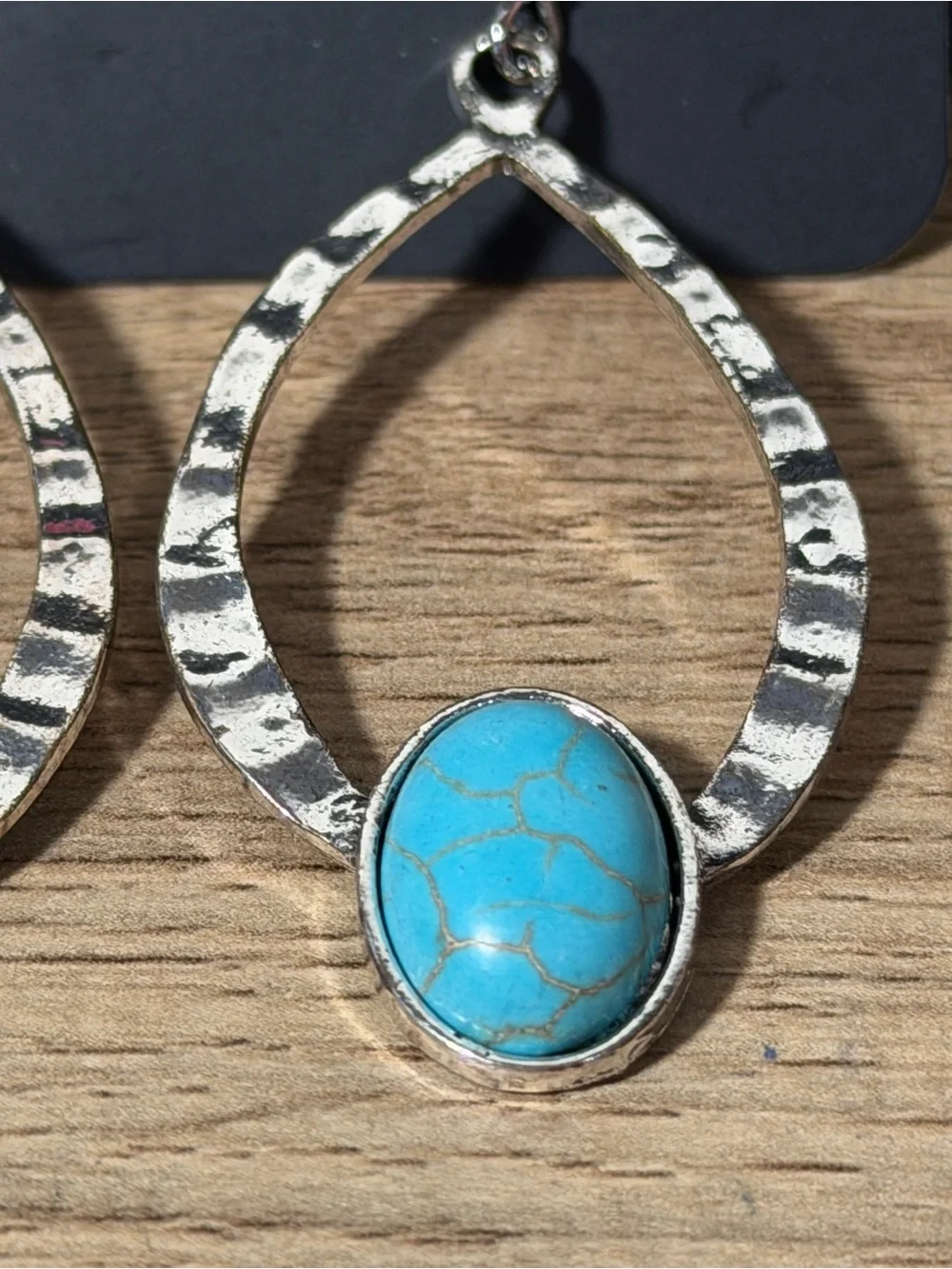 Paparazzi Silver-Tone Hoop Earrings with Turquoise Stones